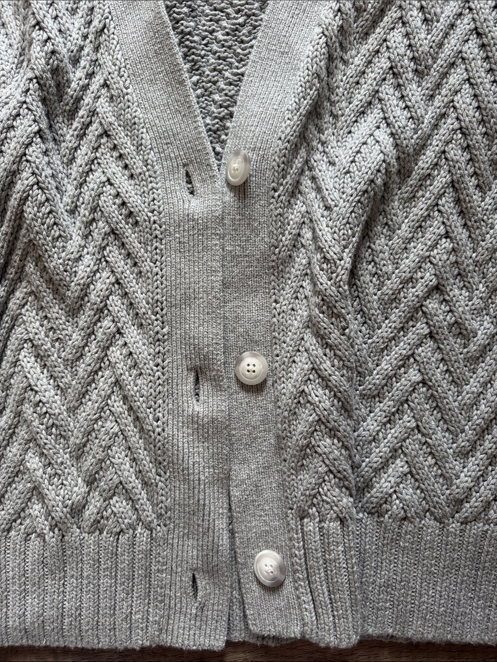 Abercrombie & Fitch Light Gray Cable-Knit Button Cardigan - Picture 3 of 4